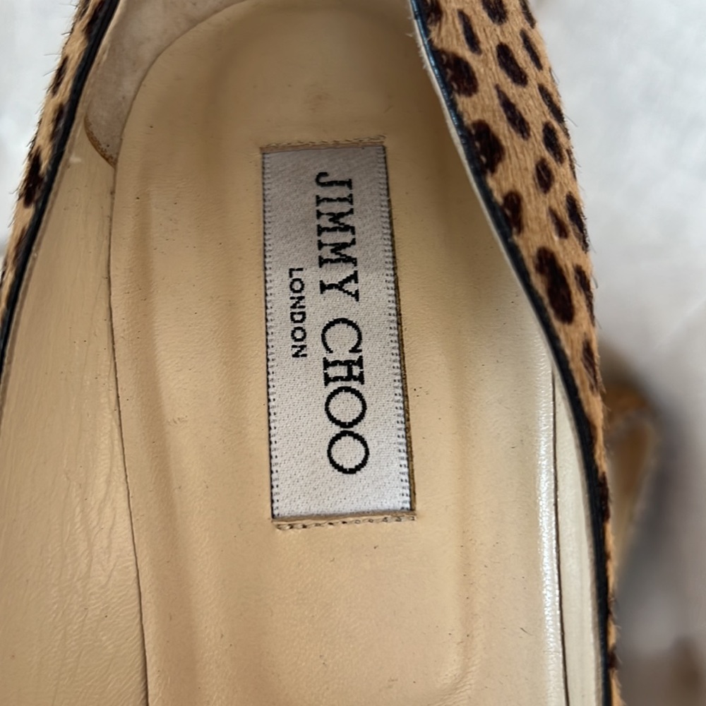 Jimmy Choo Elevens in Leopard size 40.5 Animal print Cheetah pony hair heels - Picture 13 of 16
